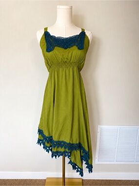 Matilda Jane Good Hart Summer Breeze Dress M Green Blue Crochet Boho
